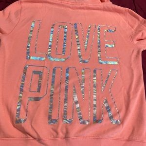 VS PINK size M orange zip up with hood